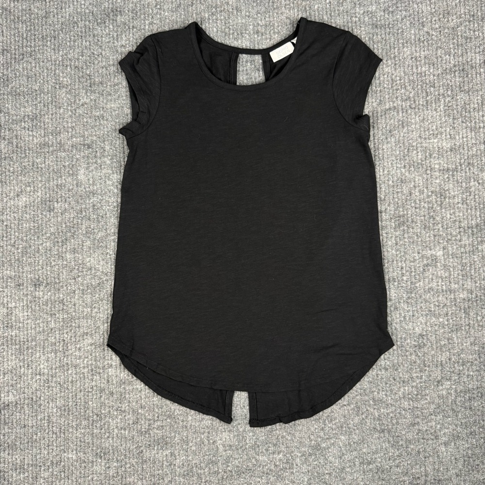Sigrid Olsen Top Women XS Black Keyhole Back Modal Cotton Blend Tee NEW
